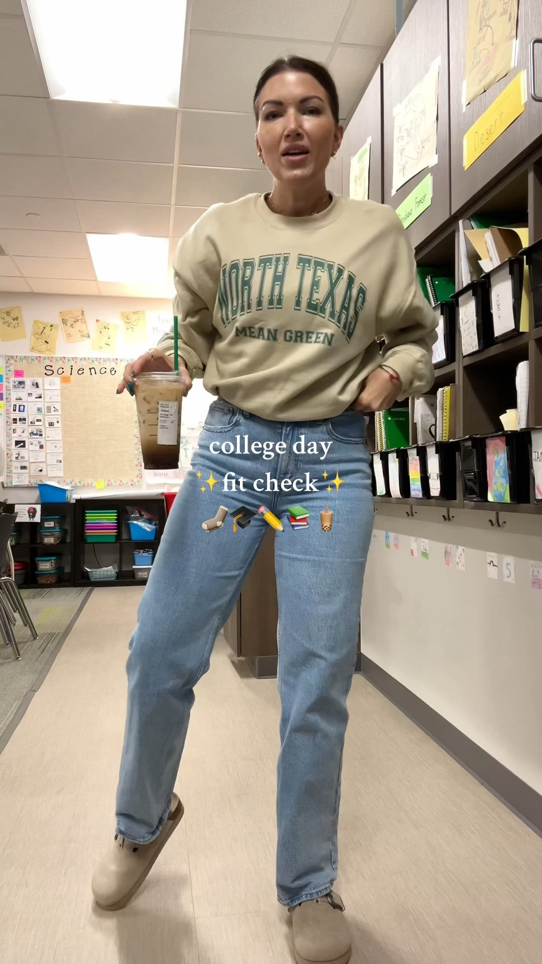 College day fit check 🧋🎓✏️🧦📚
Size 28 long in jeans 
size large sweatshirtt

#LTKmidsize #LTKsalealert #LTKshoecrush