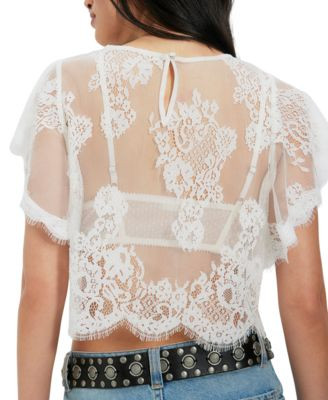 Free People Women's Lunar Ash Boat Neck Lace Top - Macy's | Macy's