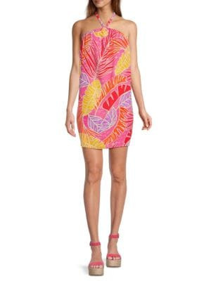 Renee C. Tropical Print Halter Mini Dress on SALE | Saks OFF 5TH | Saks Fifth Avenue OFF 5TH