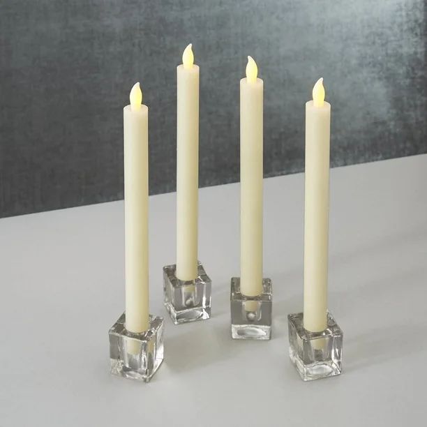 LampLust Ivory 10" Flameless Taper Candles, Set of 4 - Wax, Push-Activated, Remote & Batteries In... | Walmart (US)