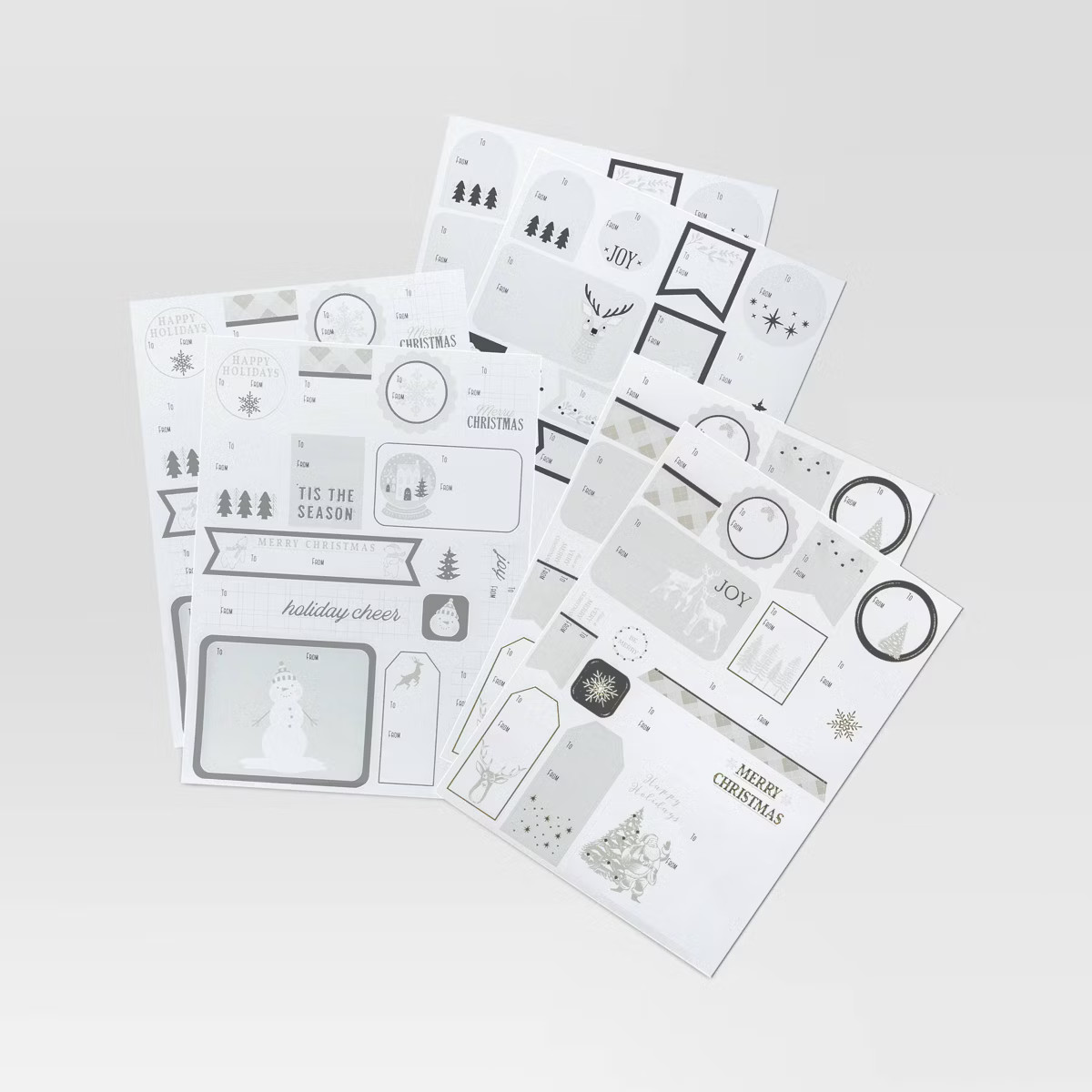 90ct Peel & Stick Printed Christmas Gift Tag Silver/White - Wondershop™ | Target