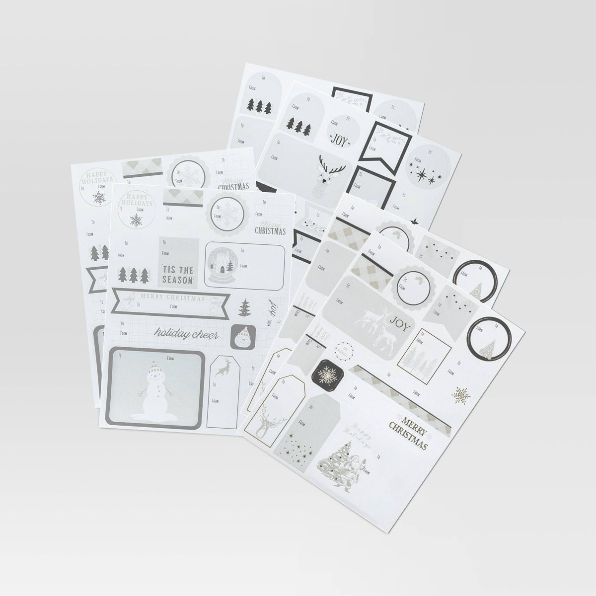 90ct Peel & Stick Printed Christmas Gift Tag Silver/White - Wondershop™ | Target