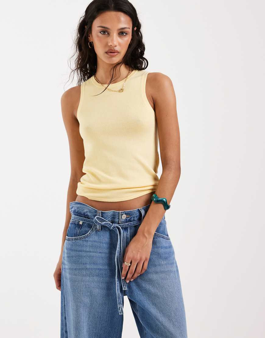 JJXX knit tank top in butter yellow | ASOS (Global)