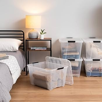 IRIS USA 54 Qt Stackable Plastic Storage Bins with Lids, 6 Pack - BPA-Free, Made in USA - See-Thr... | Amazon (US)