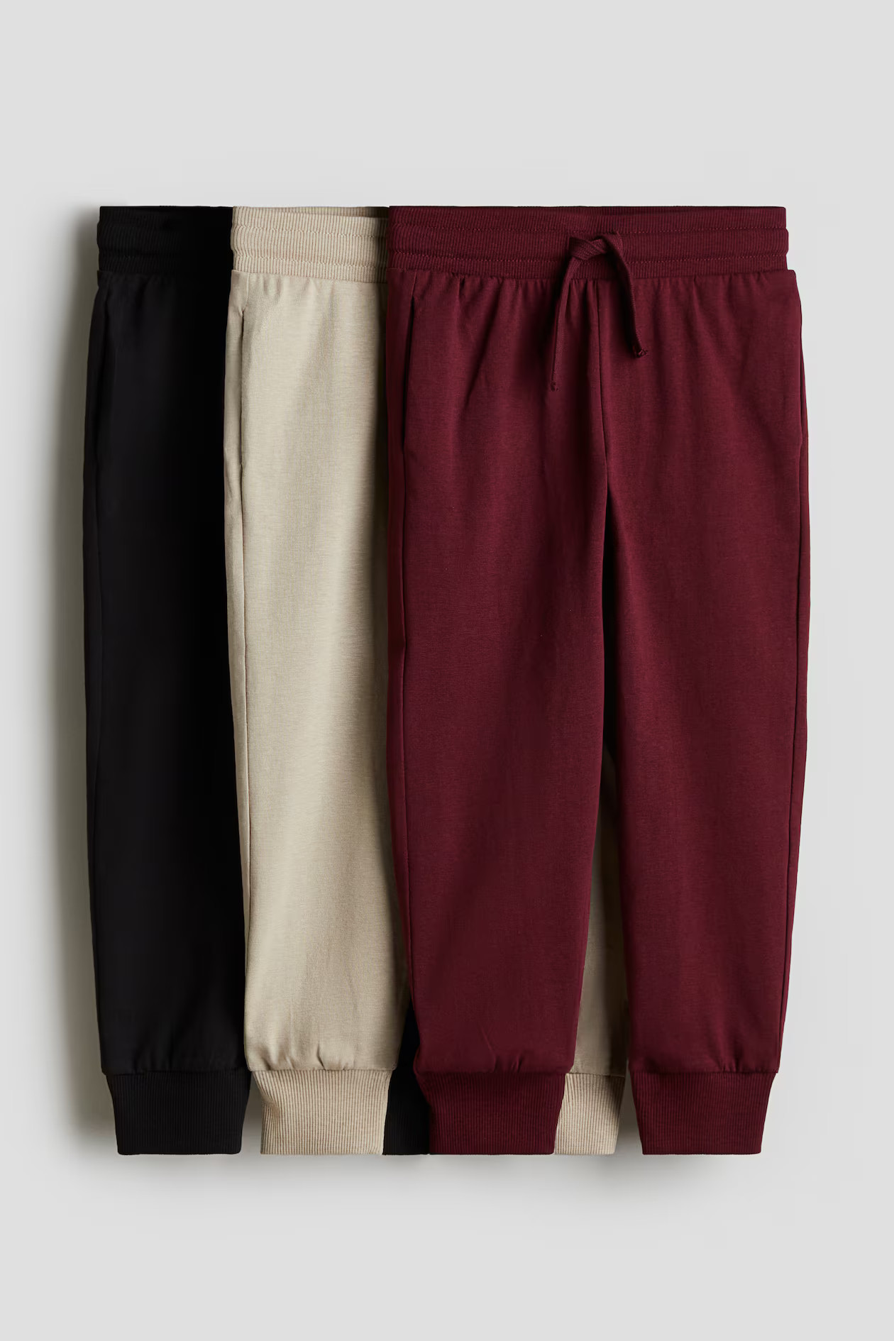 3-pack Joggers - Dark red/light beige - Kids | H&M US | H&M (US + CA)