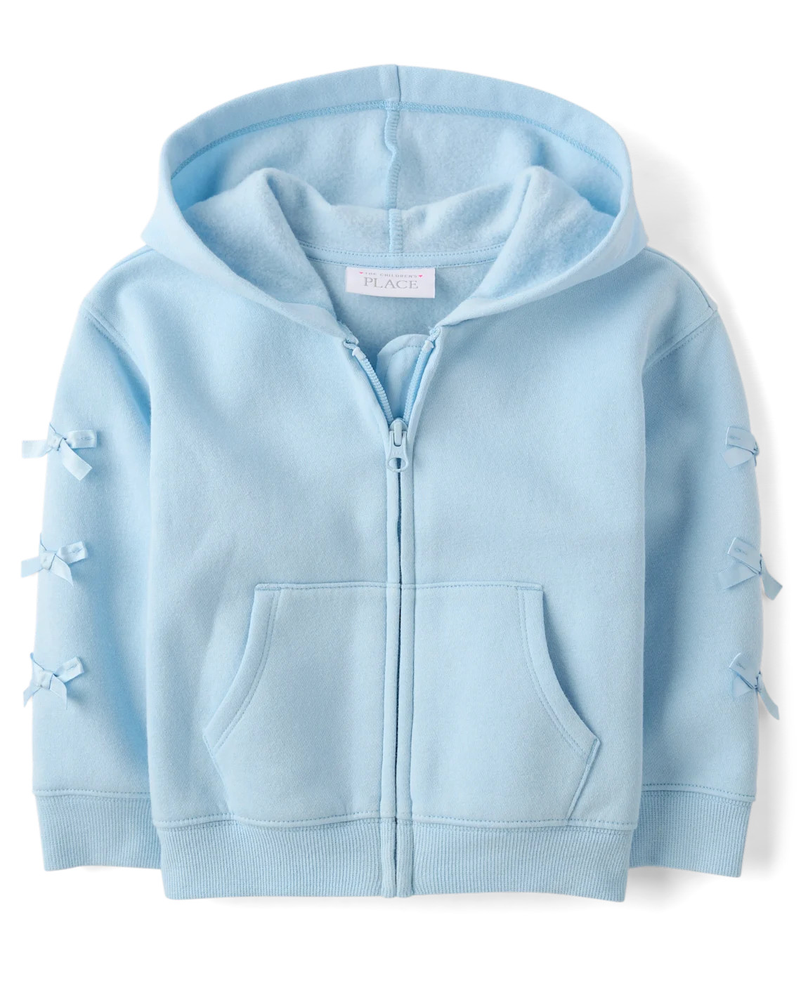Toddler Girls Bow Premium Fleece Zip Up Hoodie - blue | The Children's Place