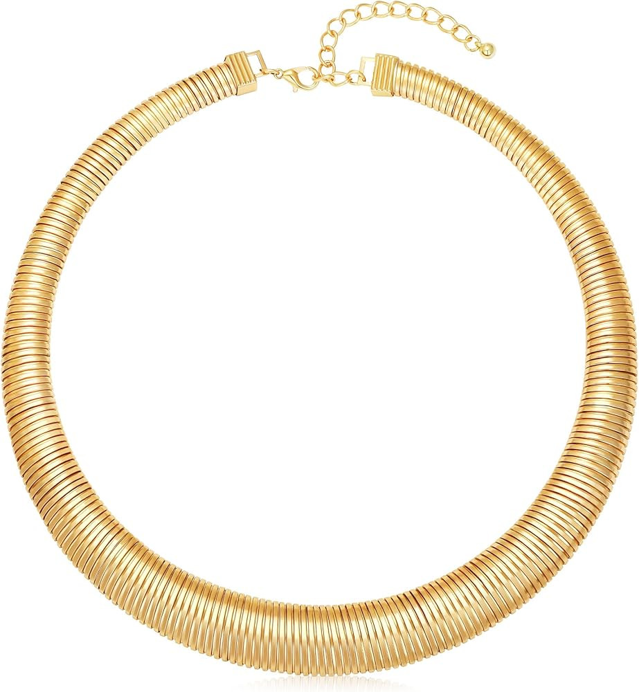 Amazon.com: MISS RIGHT Chunky Gold Chain Statement Choker Necklace for Women Trendy, 14K Gold Pla... | Amazon (US)