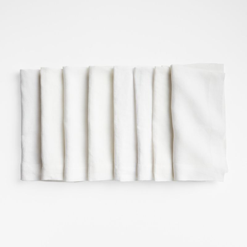 Marin White EUROPEAN FLAX -Certified Linen Napkins, Set of 8 + Reviews | Crate & Barrel | Crate & Barrel