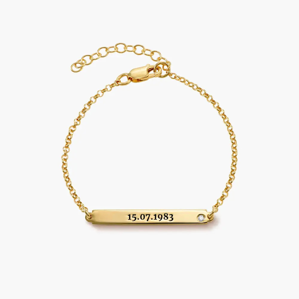 ID Name Bracelet with Diamond - Gold Vermeil | Oak & Luna (US)