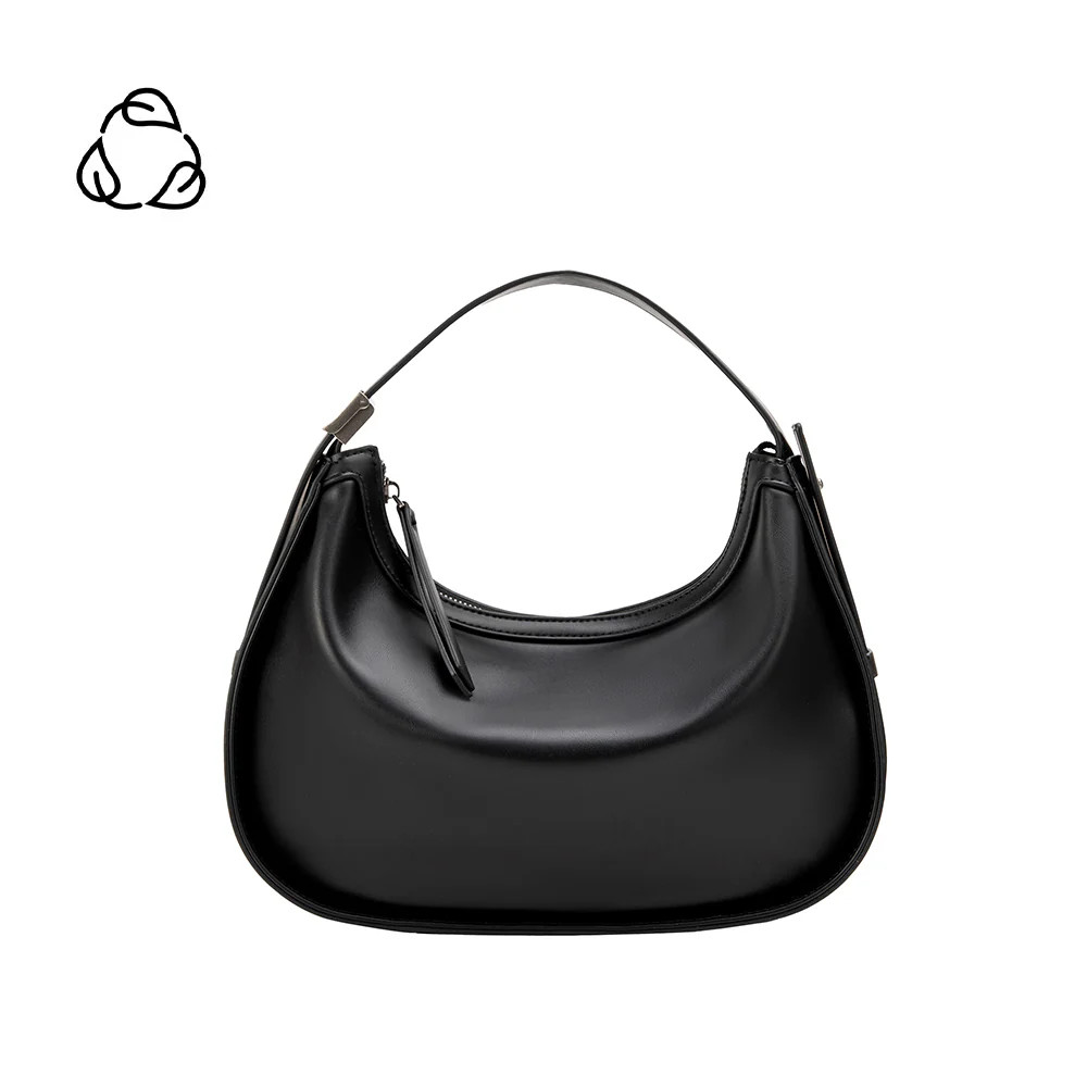 Black Vivian Recycled Vegan Leather Top Handle Bag | Melie Bianco | Melie Bianco