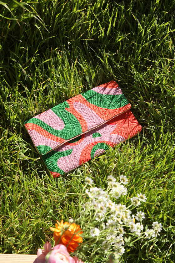 Audacious Attitude Pink Multi Beaded Clutch | Lulus