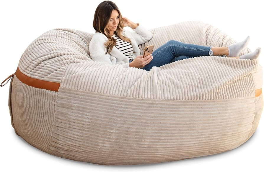 Big Joe Fuf 7Ft Oversized Foam Bean Bag Chair for Kids and Adults, Ideal for Family Movie Room an... | Amazon (US)