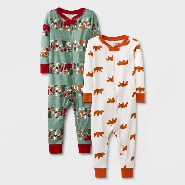 Baby Boys' 2pk Bear Forest Pajama Romper - Cat & Jack™ Cream | Target