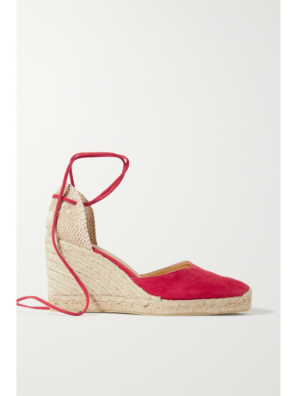 Castañer - + Net Sustain Carina 80 Suede Wedge Espadrilles - Red | NET-A-PORTER (UK & EU)
