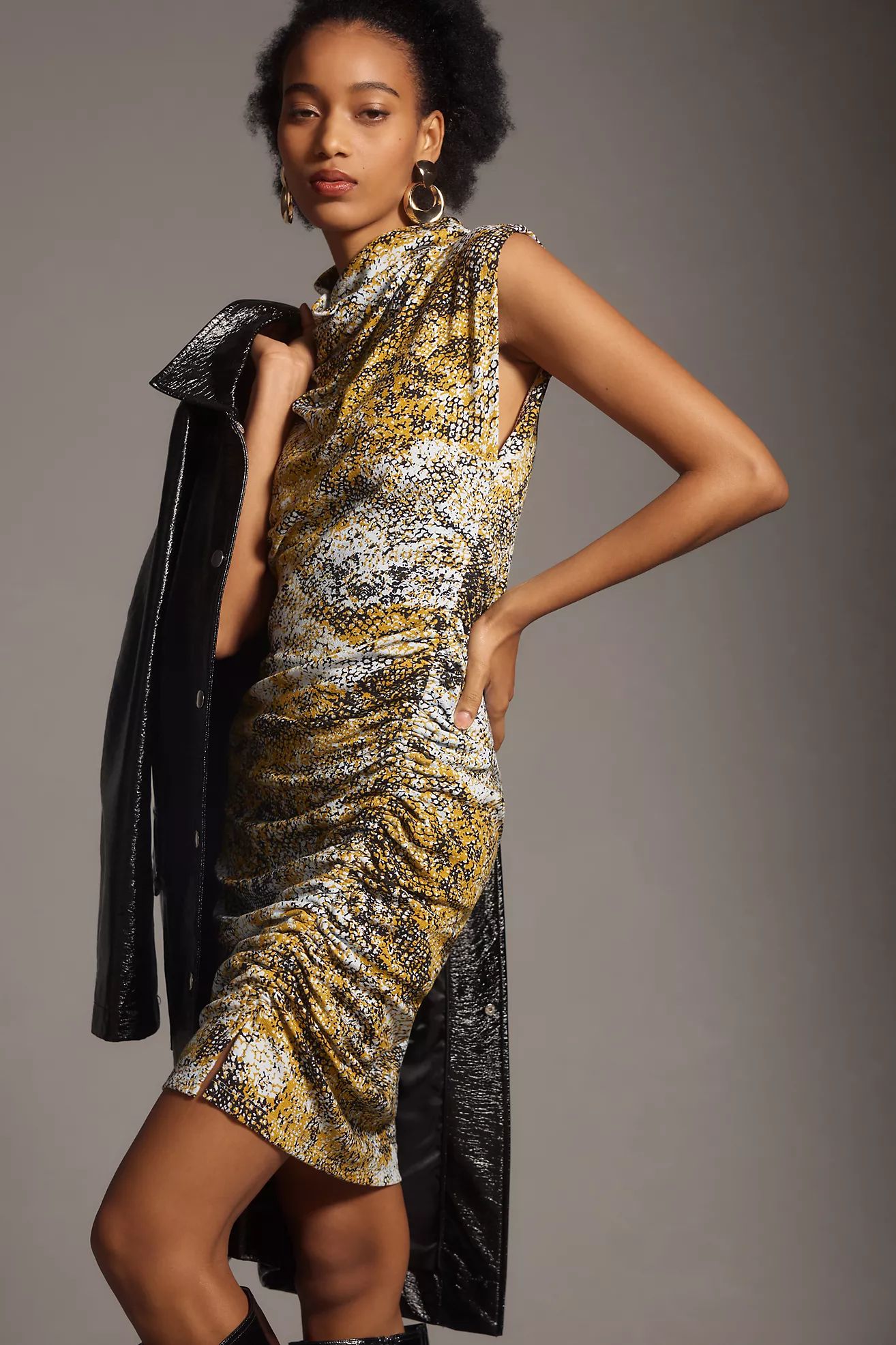 The Maya Ruched Cowl-Neck Dress: Printed Mini Edition | Anthropologie (US)