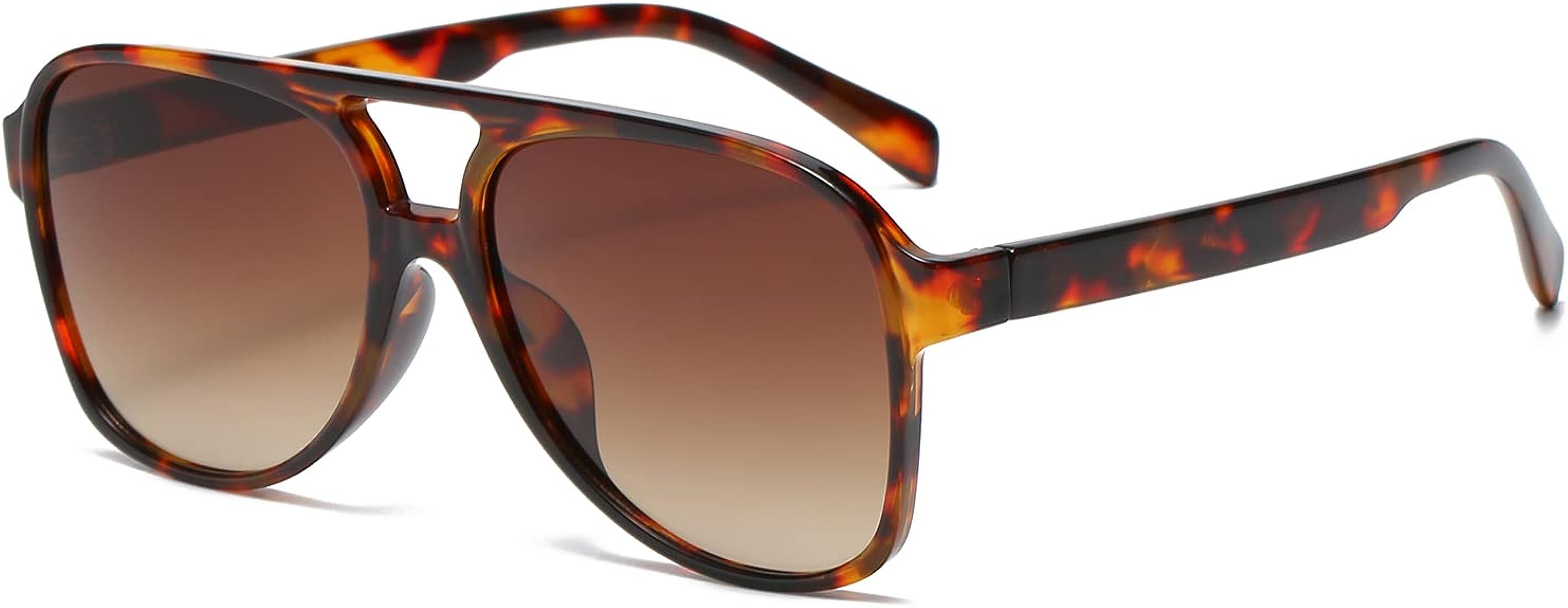 Retro Trendy Aviator Sunglasses 70s Cool Oversized Vintage Unisex 100% UVA/UVB Protection | Amazon (US)