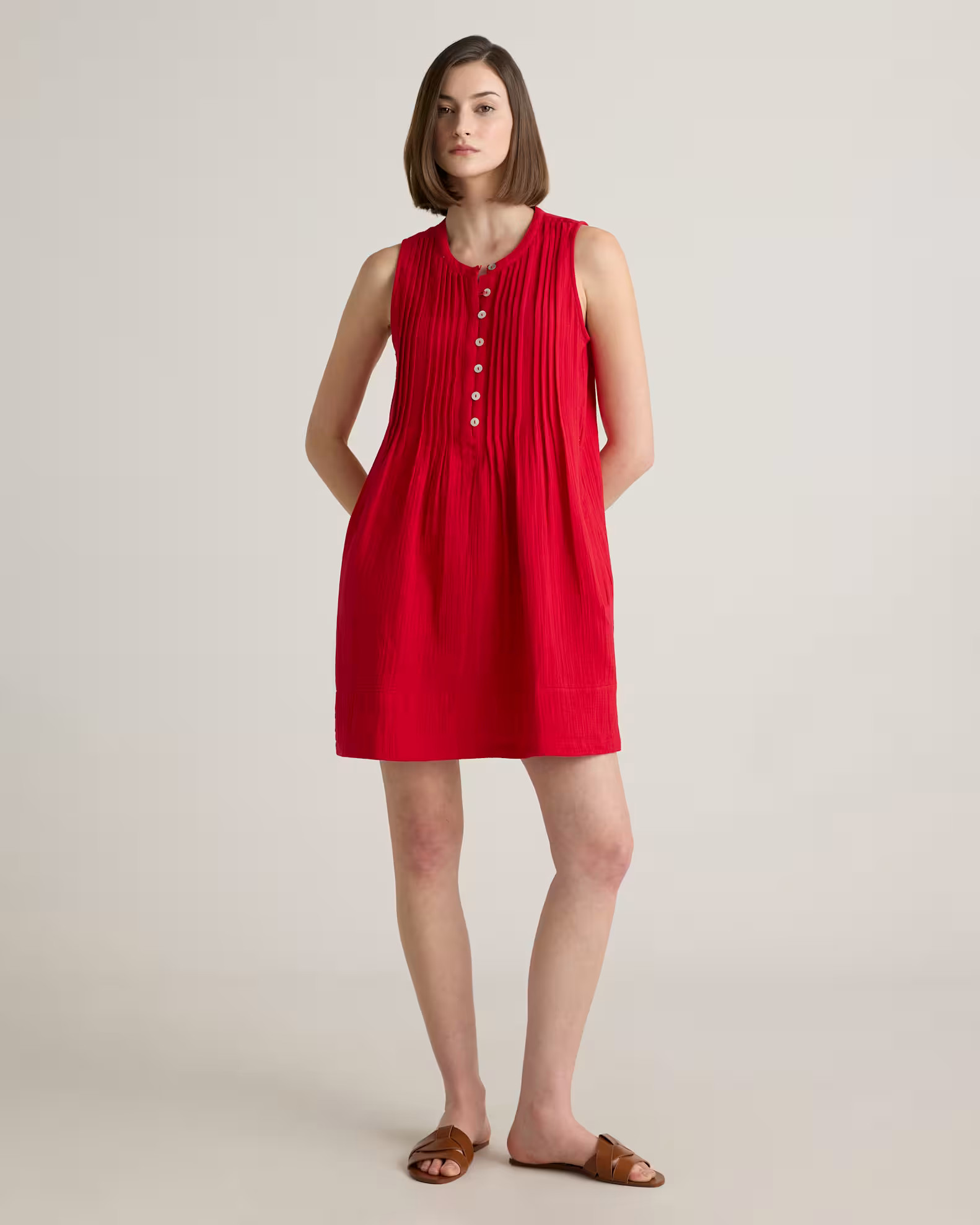 100% Organic Cotton Gauze Sleeveless Swing Dress | Quince