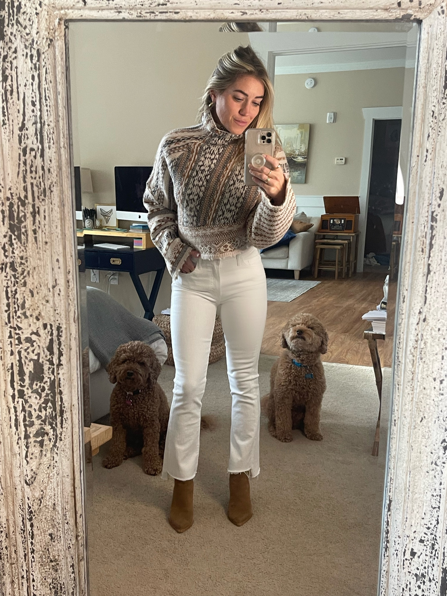 It feels like just yesterday it was 70 degrees and I was wearing the same in a sweater vest. But today it’s a high of 58 and I’m freezing even in a turtleneck cropped sweater  

#LTKunder100 #LTKSeasonal #LTKFind