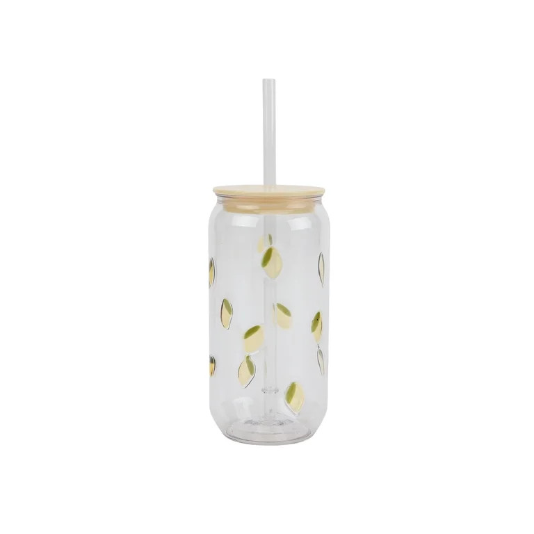 Just Feed Me by Jessie James Decker 18oz Embossed Lemon Can Sipper Tumbler with Straw | Walmart (US)