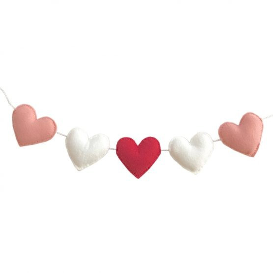 Sweet Felt Dreams Pink & Red Heart Garland | The Tot