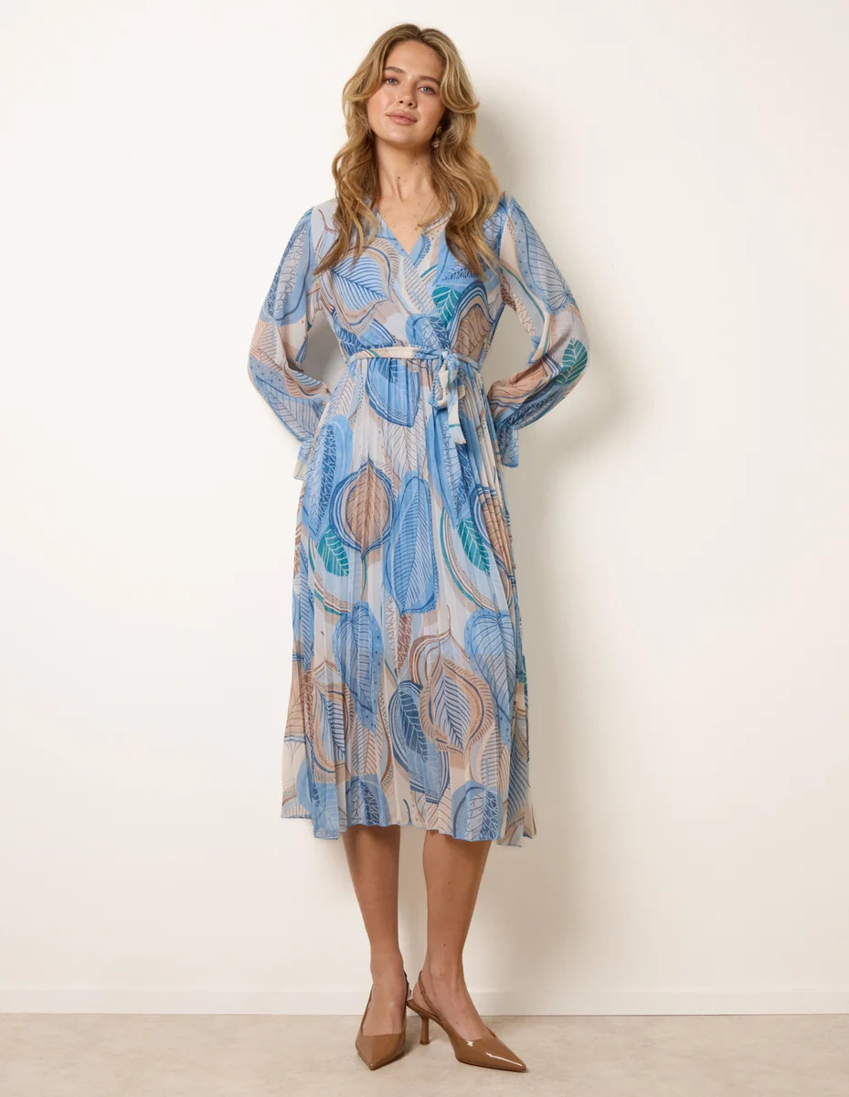 Blue | Crossover Pleated Dress | Blue Vanilla | Blue Vanilla