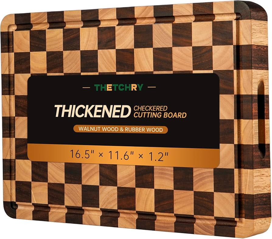 THETCHRY Cutting Boards for Kitchen, Checkered Cutting Board, 1.2" Thick | Amazon (US)