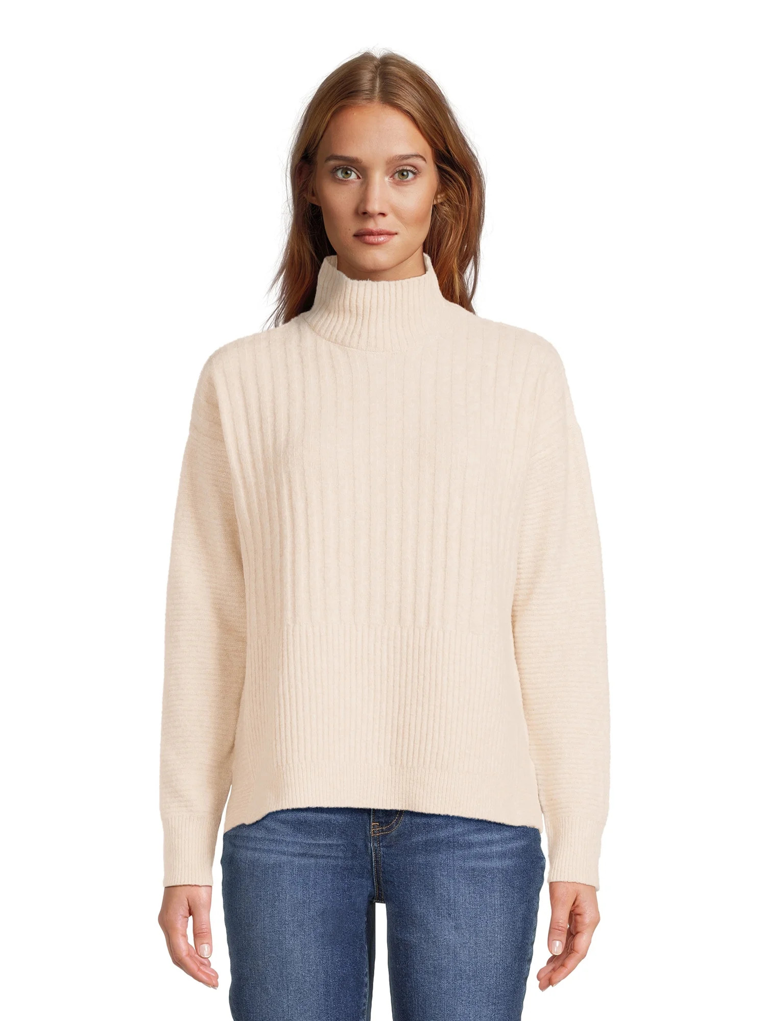 Time and Tru Women's Mock Neck Sweater, Midweight, Sizes XS-XXXL | Walmart (US)