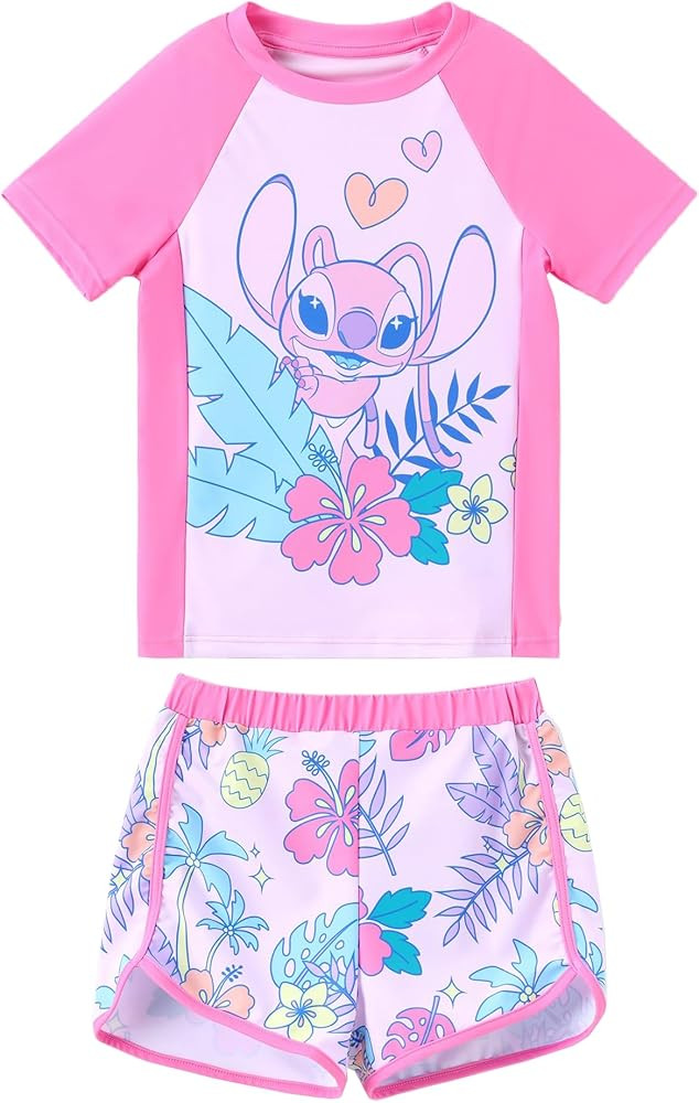 Disney Frozen Elsa Princess Girls Two Piece UPF 50+ Protection Quick-Dry Short Sleeve Swim Sets R... | Amazon (US)