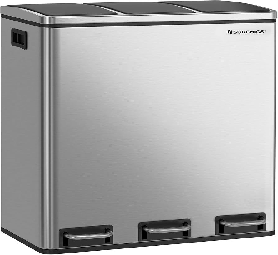 SONGMICS Versatile 3-Compartment Stainless Steel Trash Can | Amazon (CA)