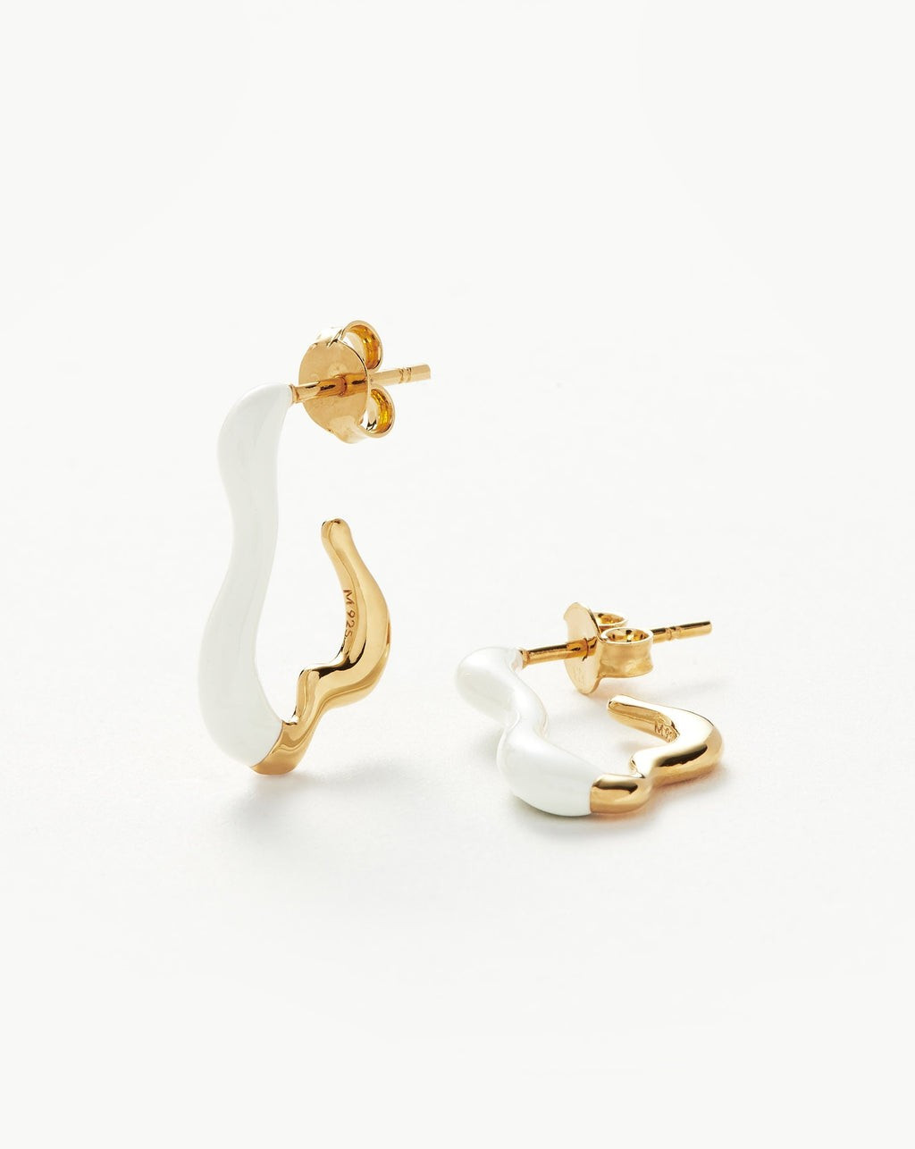 Squiggle Curve Two Tone Enamel Small Hoop Earrings | Missoma