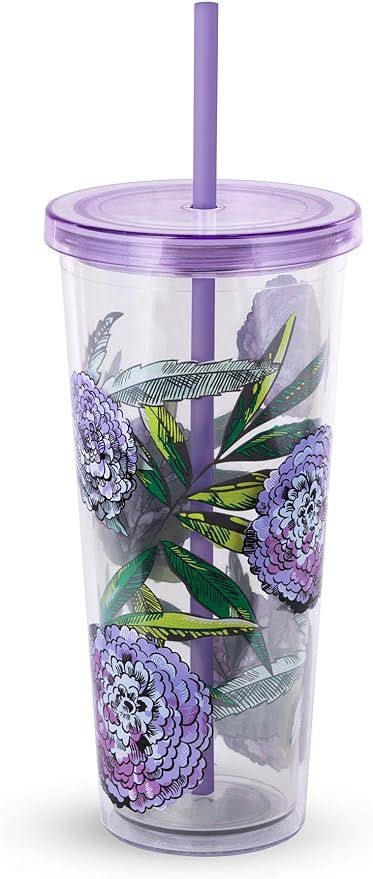 Vera Bradley Purple Floral Acrylic Insulated Travel Tumbler with Reusable Straw, 24 Ounces, Laven... | Amazon (US)