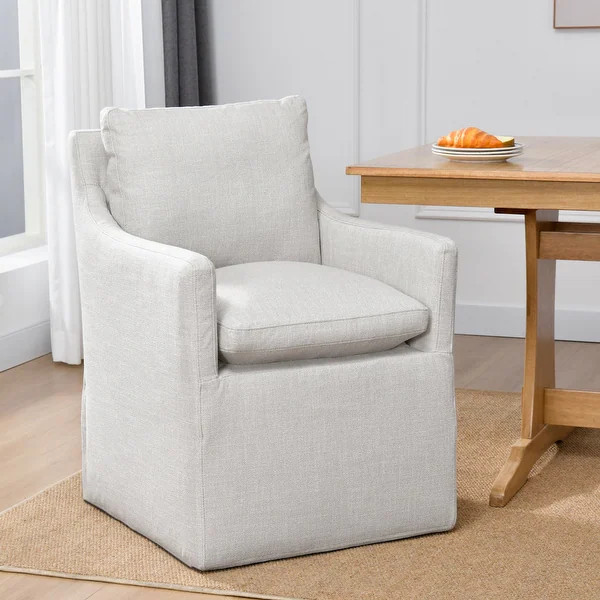 Upholstered Swiveling Rolling Linen Dining Chair - Bed Bath & Beyond - 39158509 | Bed Bath & Beyond