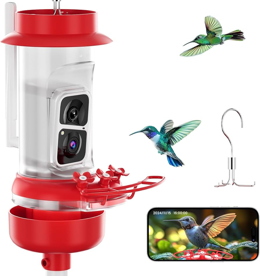 Soliom Hummingbird Feeder with Camera, Smart Feeder Camera with 2K Live View AI Identify, Leak Pr... | Amazon (US)