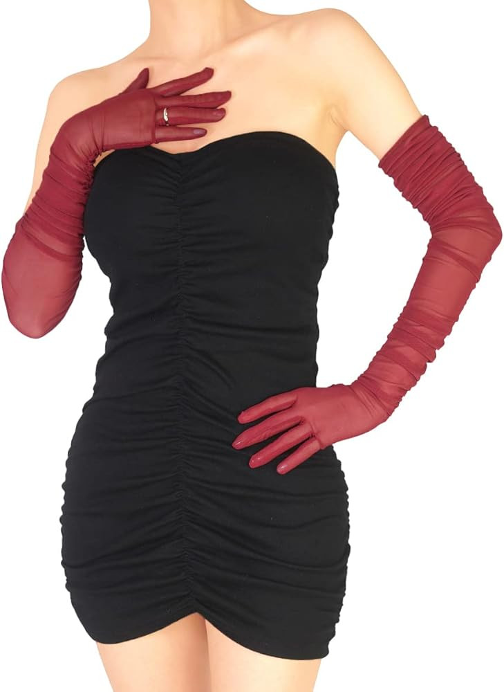 Women's Sexy Sheer Gloves Mesh Tulle Super Long Gloves Opera Christmas Costume Party Dance Glove | Amazon (US)