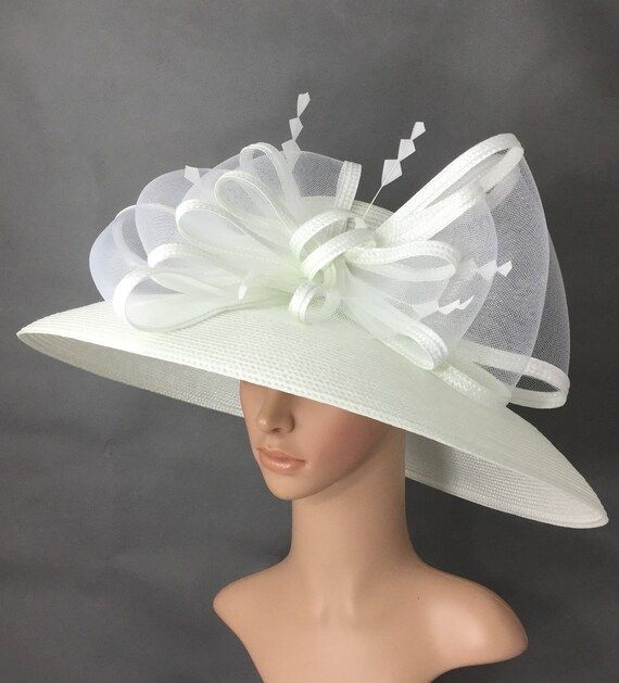 White Kentucky Derby Hatderby Hatdress Hat Wedding Hat Wide | Etsy | Etsy (US)