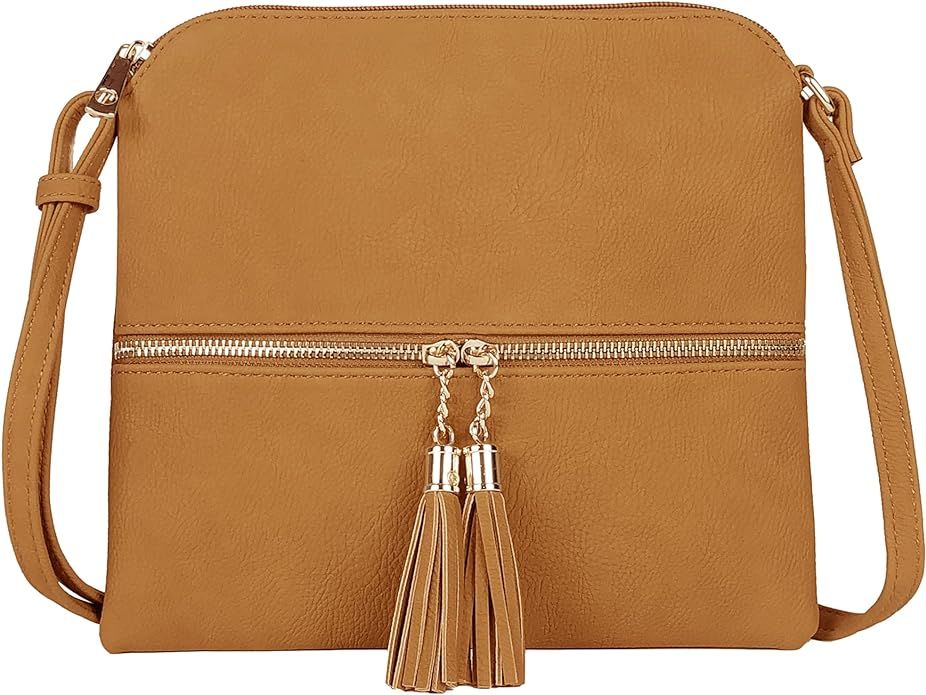 SG SUGU Lightweight Medium Crossbody Bag Shoulder Bag with Tassel and Zipper Pocket | Amazon (US)