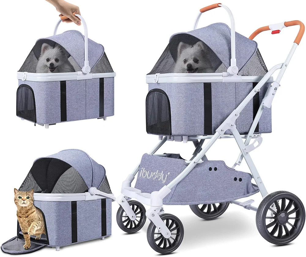 iBuddy Pet Stroller for Dog and Cat 4 in 1 Detachable Pet Travel Carrier & Car Seat, No Zip Entry... | Amazon (US)