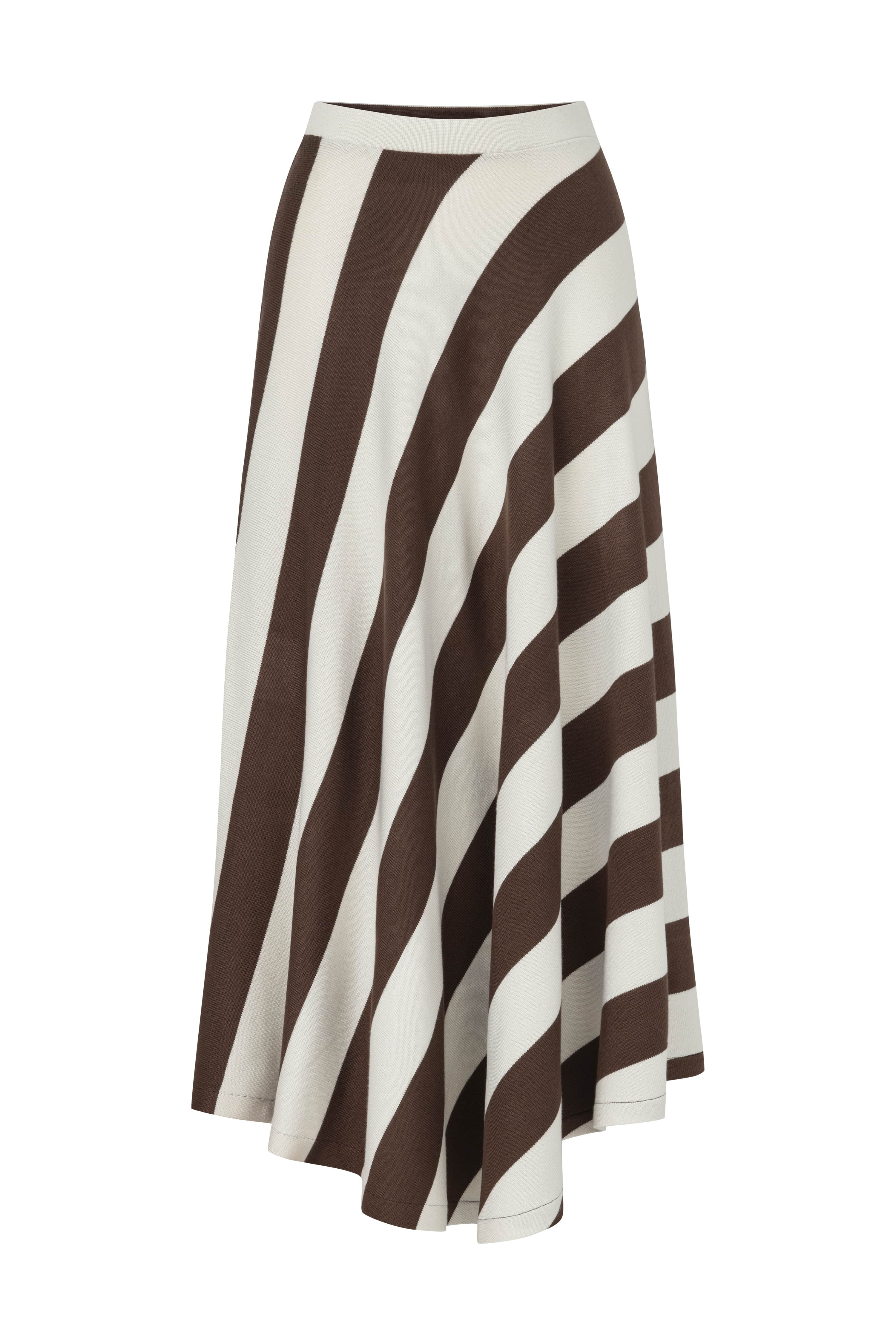 FRANKIE CHOCOLATE AND ECRU STRIPED SKIRT | Labeca | CULT MIA | CULT MIA UK LTD