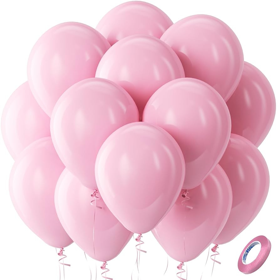Bezente Pastel Pink Latex Party Balloons - 100 Pack 12 inch Round Helium Light Pink Bridal Pink B... | Amazon (US)