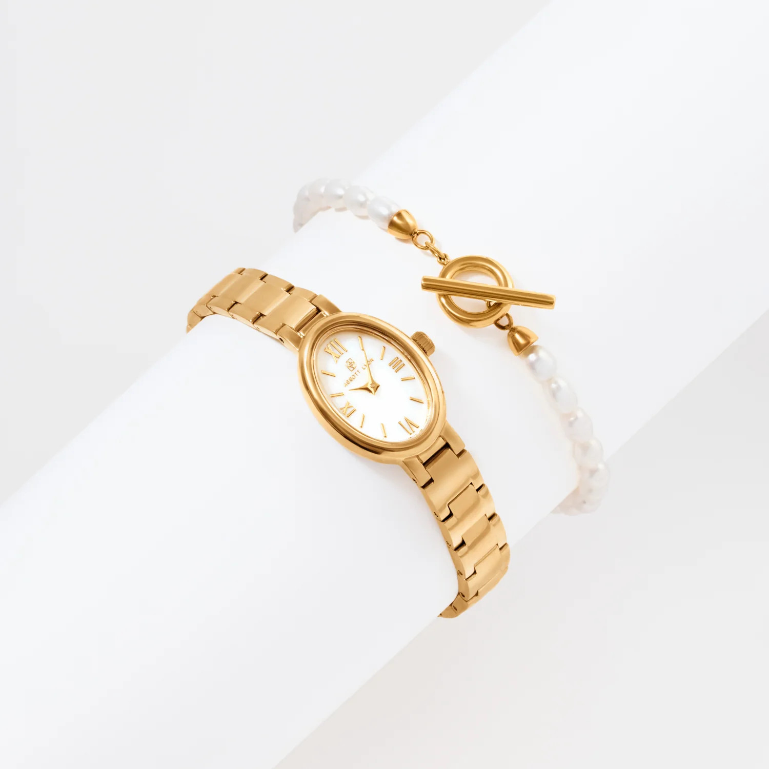 Oval & Pearl Watch Set (Gold) | Abbott Lyon
