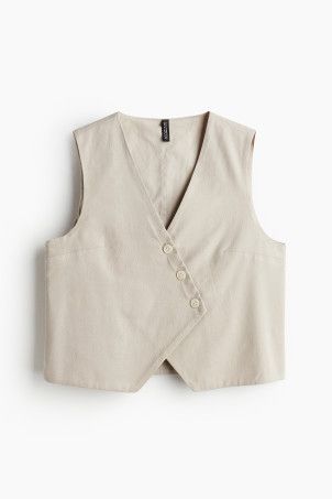 Asymmetric-front suit waistcoat - Light greige - Ladies | H&M GB | H&M (UK, MY, IN, SG, PH, TW, HK)