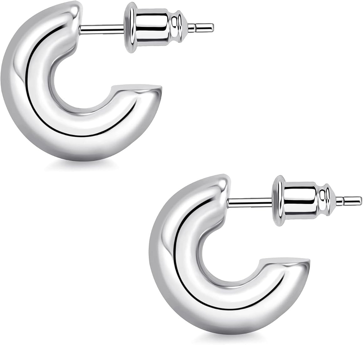 Wowshow Chunky Gold Hoop Earrings, Small Gold Hoop Earrings for Women 14K Real Gold Plated Thick Ope | Amazon (US)