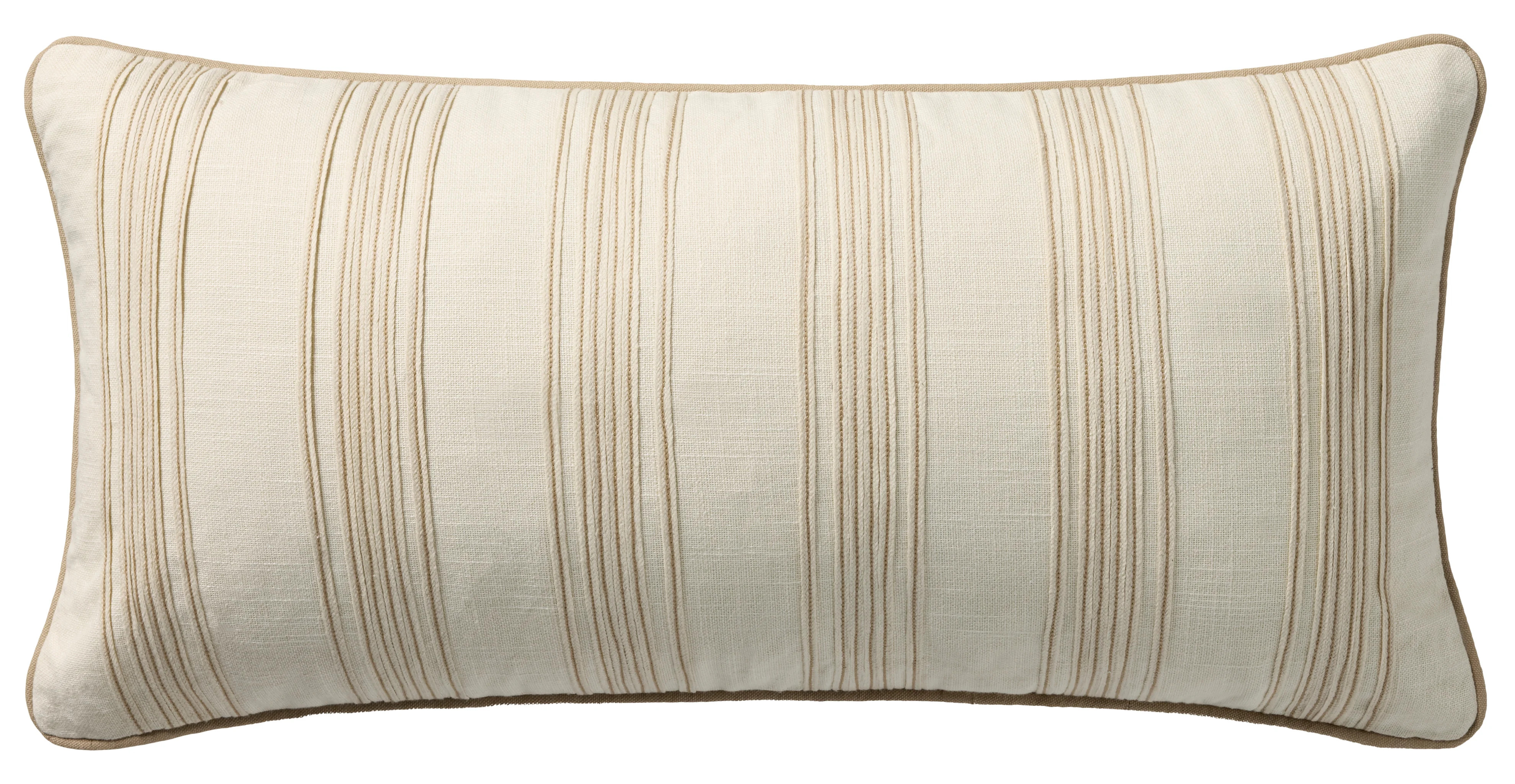 Verona Pillow PCJ-0033 Ivory Cotton Striped | Rugs Direct