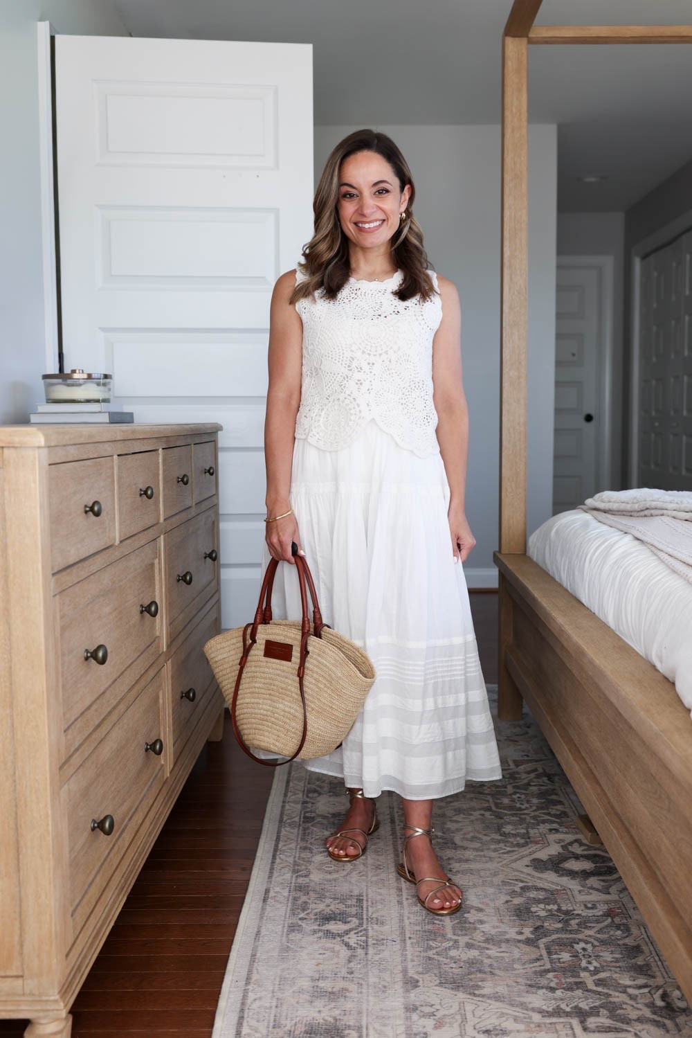 Summer outfits by color series: neutrals 

Skirt (Abercrombie): petite xxs 
Top (Abercrombie): xxs 
Camisole (Kohl’s): small

#LTKPetite