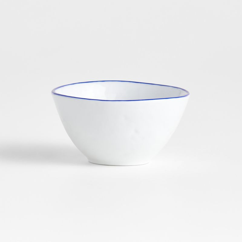 Mercer Blue Rim Porcelain Mini Bowl | Crate & Barrel | Crate & Barrel