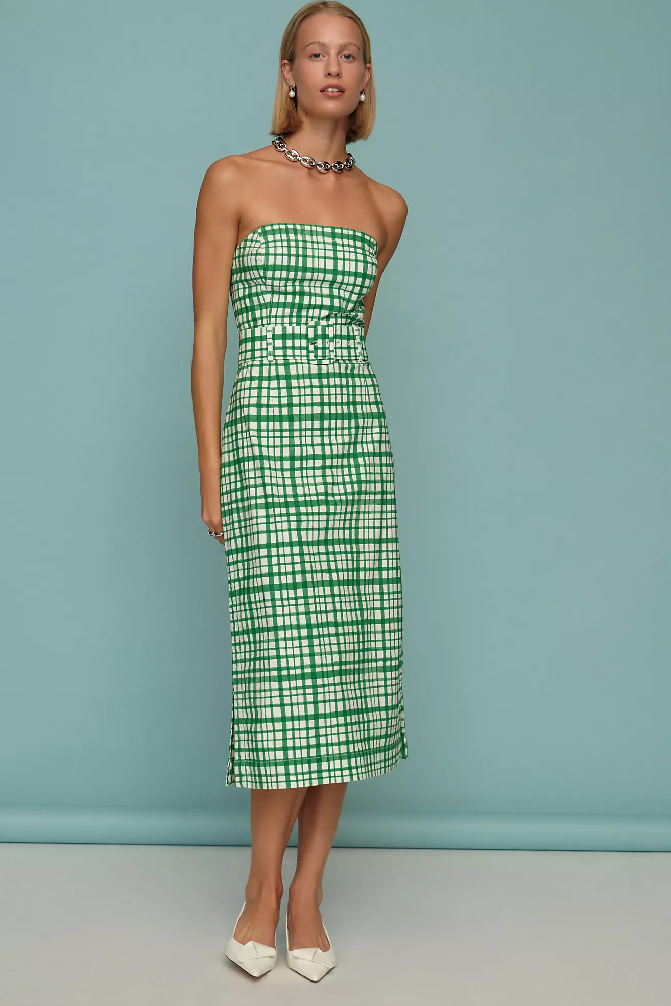 Maeve Strapless Belted Midi Dress | Anthropologie (US)
