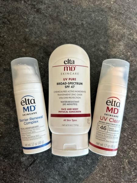 THE BEAT sunscreen and moisturizer! Elta MD, barrier renewal complex, I’ve clear, spf 47