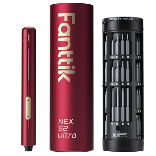 Fanttik E2 Ultra Mini Electric Screwdriver, Cordless Screwdriver, Max 0.6N.m, 50 Magnetic Bits, 5/32'' Hex, Magnetic Storage, Repair Tool for Electronics, AI Server, Laptop and PC For Dad (Red) | Amazon (US)