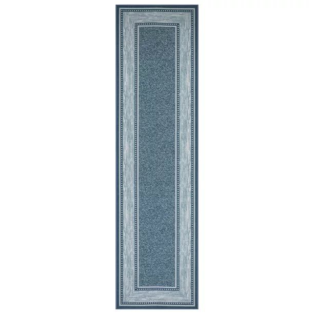 Ottomanson Classics Non-Slip Rubberback Bordered 3x10 Indoor Runner Rug, 2'7" x 9'10", Turquoise ... | Walmart (US)