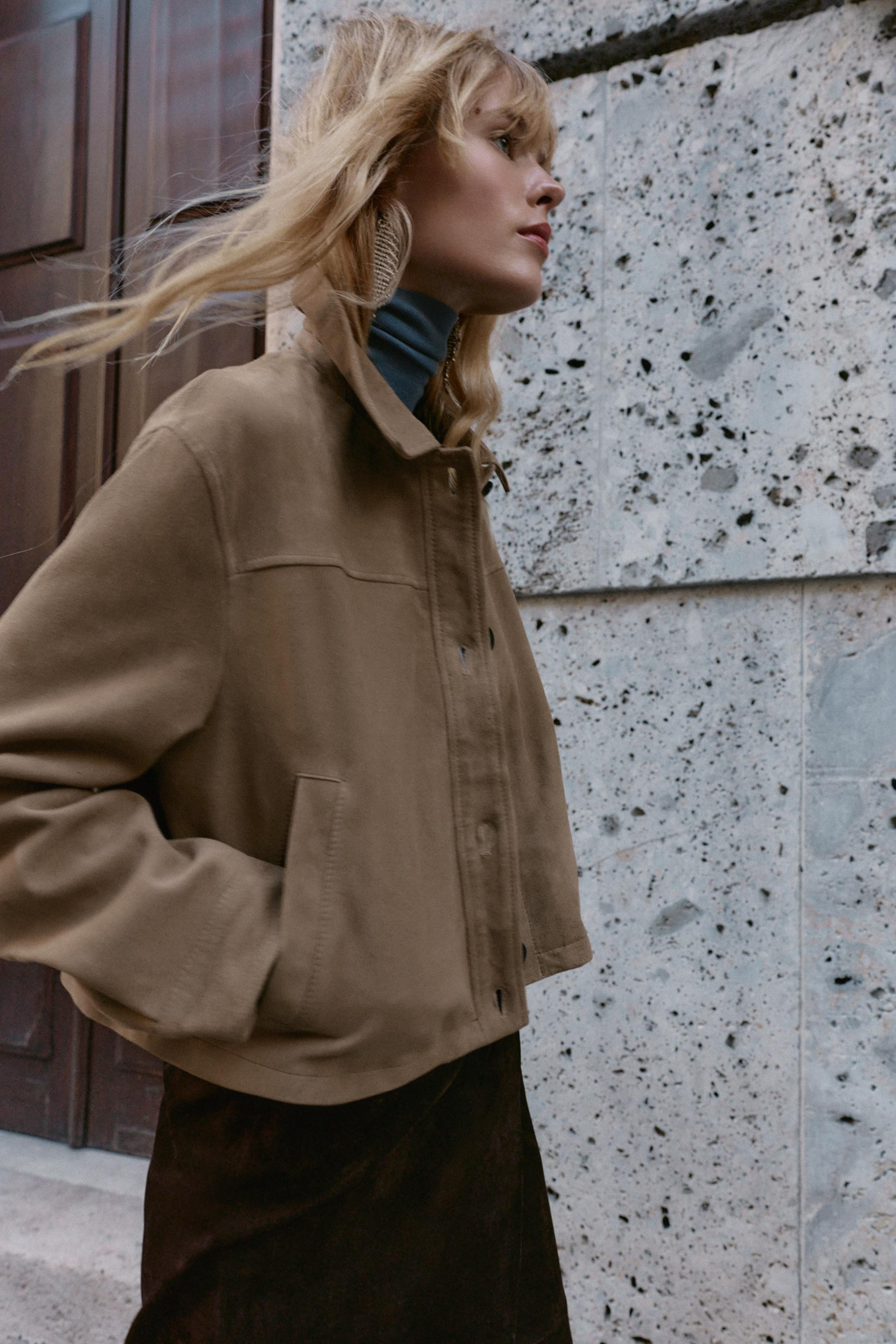 100% LEATHER SHIRT COLLAR JACKET | Zara UK